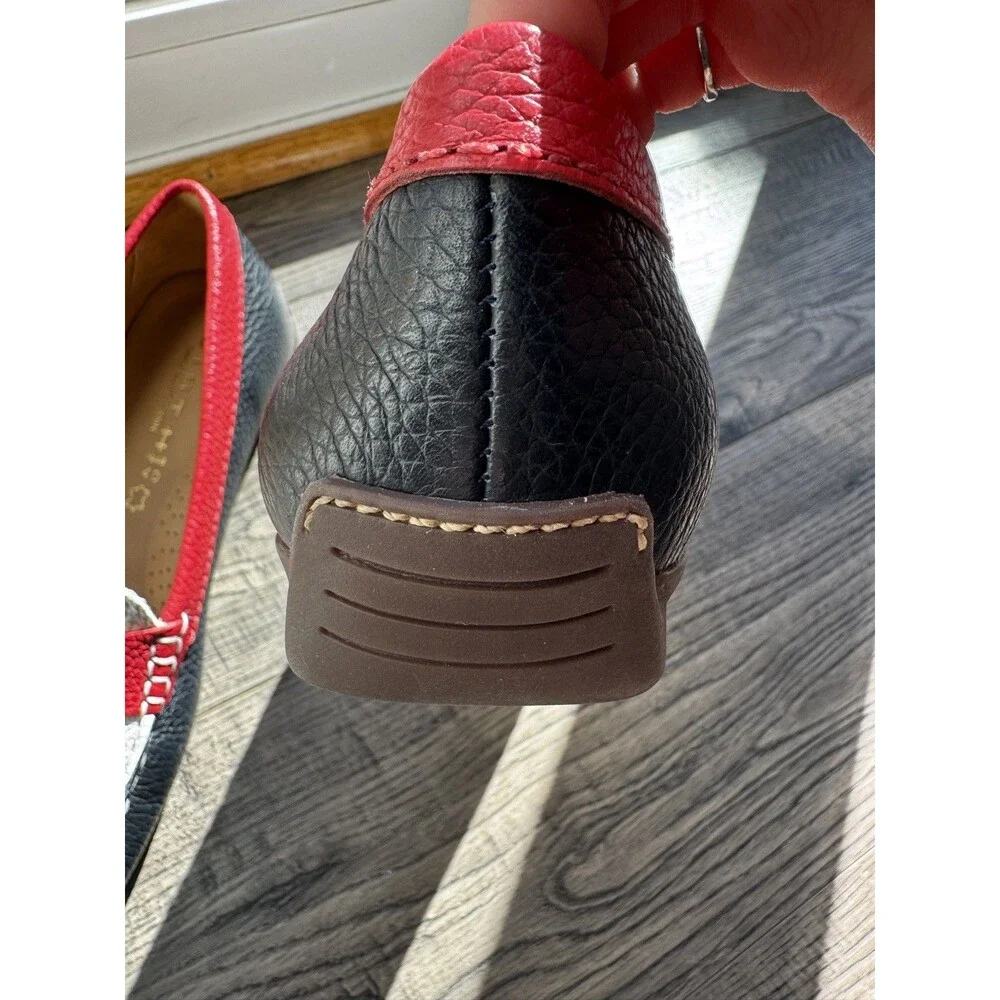 Wirth Original Moccasin Slippers – Red, White & Blue Leather – Size 40 | Men’s 7